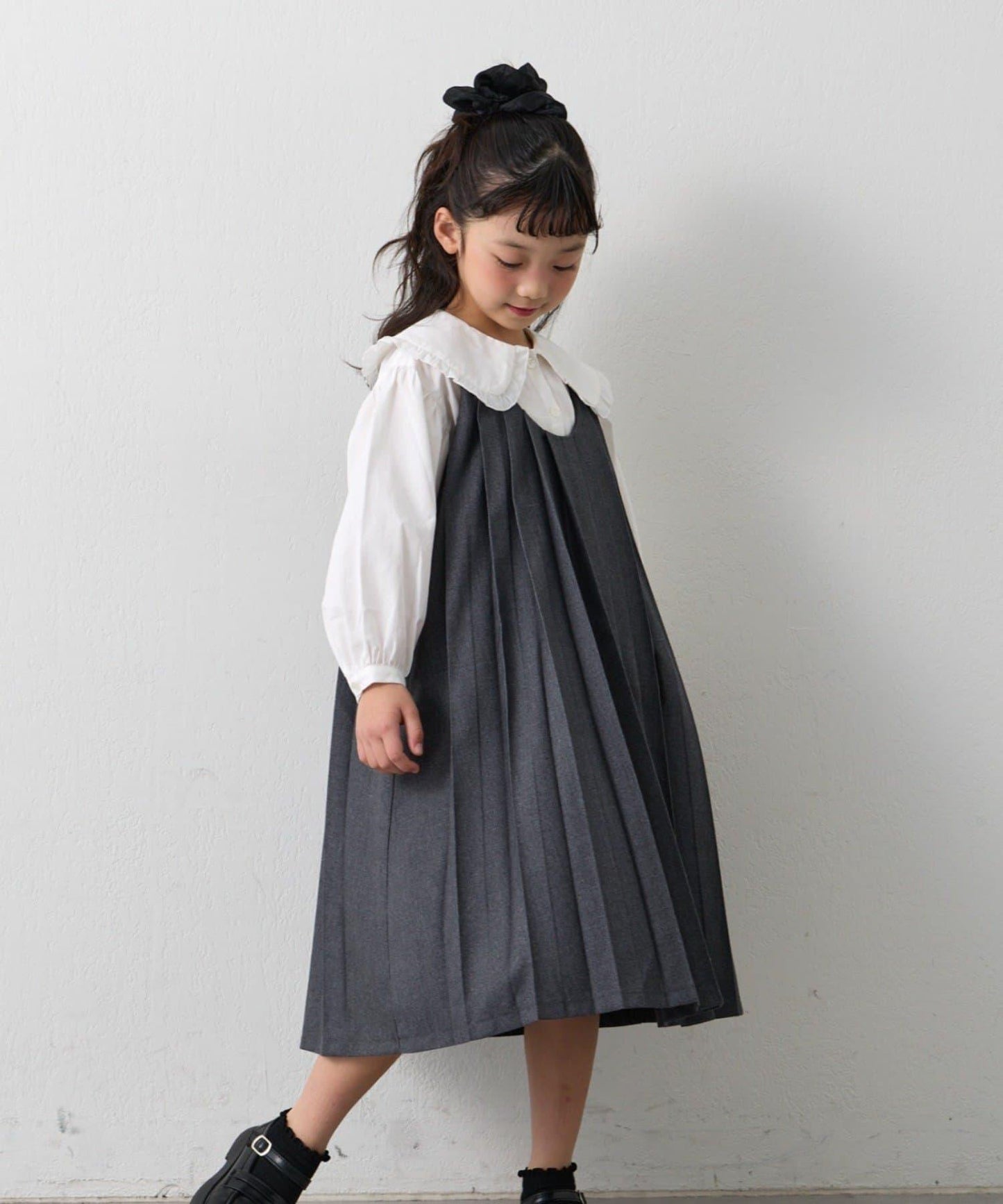 兒童正式場合 大翻領褶襉 連衣裙套裝