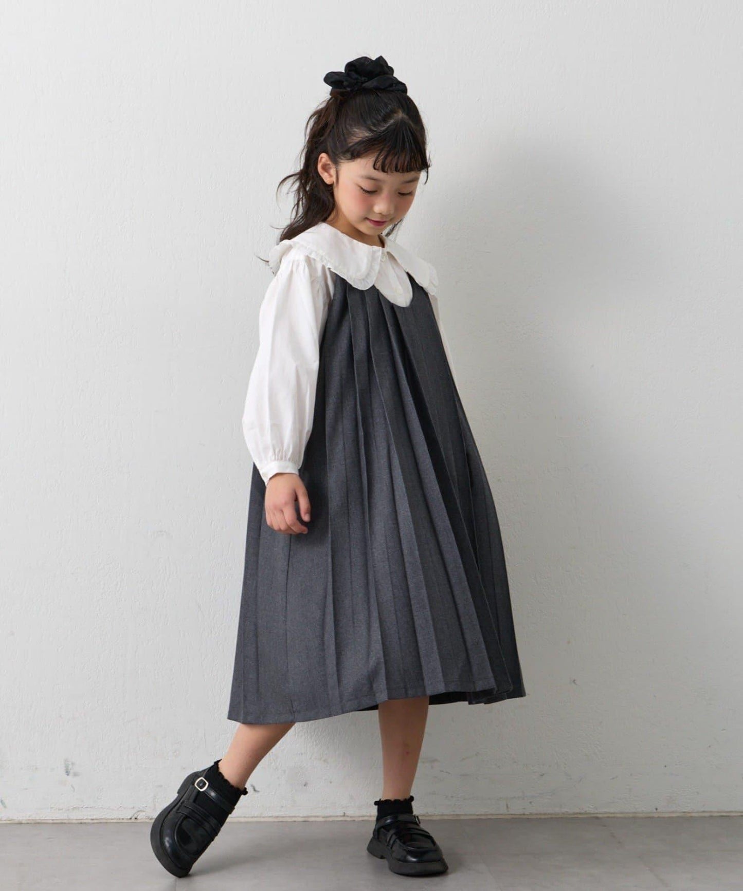兒童正式場合 大翻領褶襉 連衣裙套裝