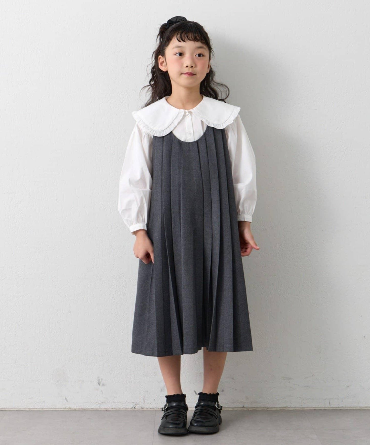 兒童正式場合 大翻領褶襉 連衣裙套裝