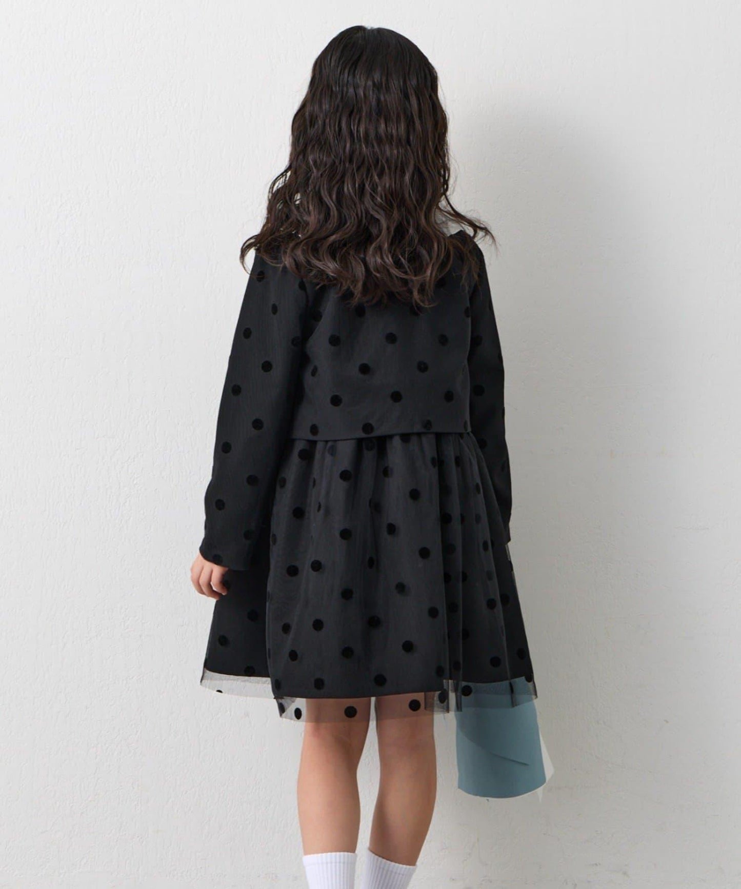 兒童禮儀 圓點網紗 夾克連衣裙套裝