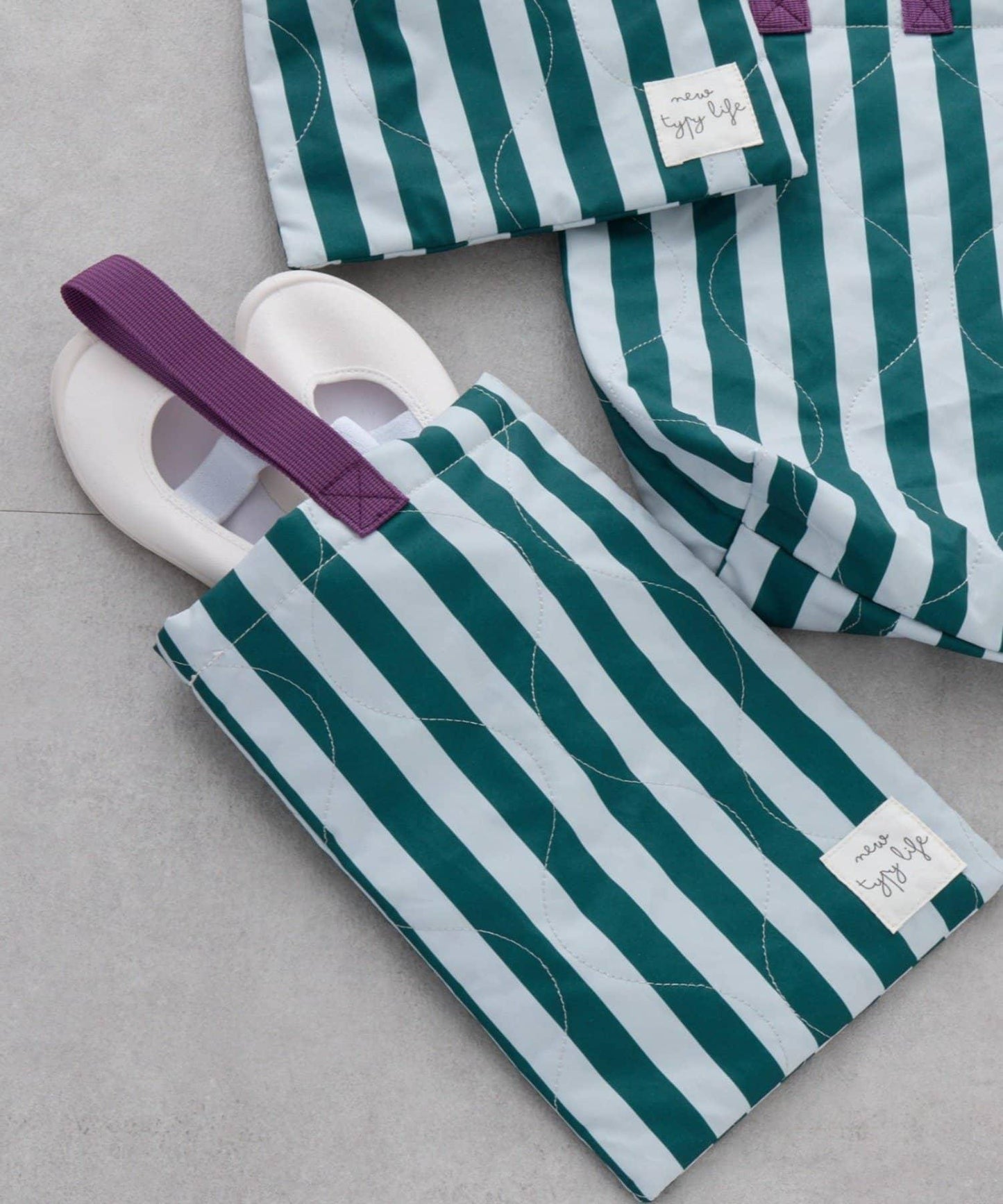 兒童入學準備條紋室內鞋收納袋