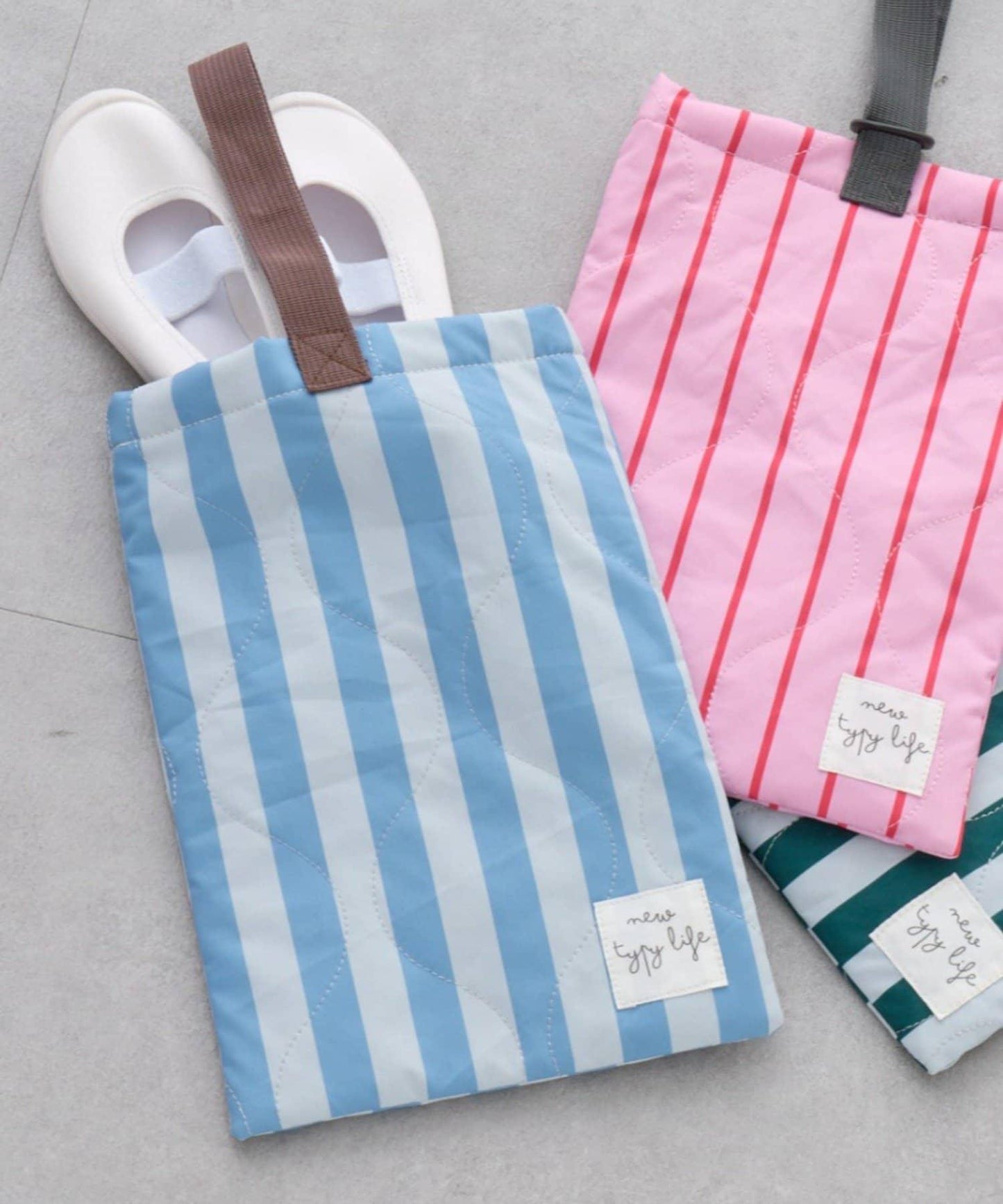 兒童入學準備條紋室內鞋收納袋