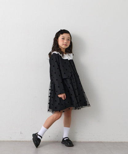 兒童禮儀 圓點網紗 夾克連衣裙套裝