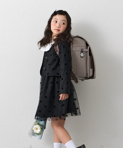 兒童禮儀 圓點網紗 夾克連衣裙套裝