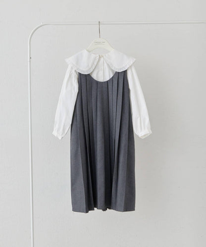 兒童正式場合 大翻領褶襉 連衣裙套裝