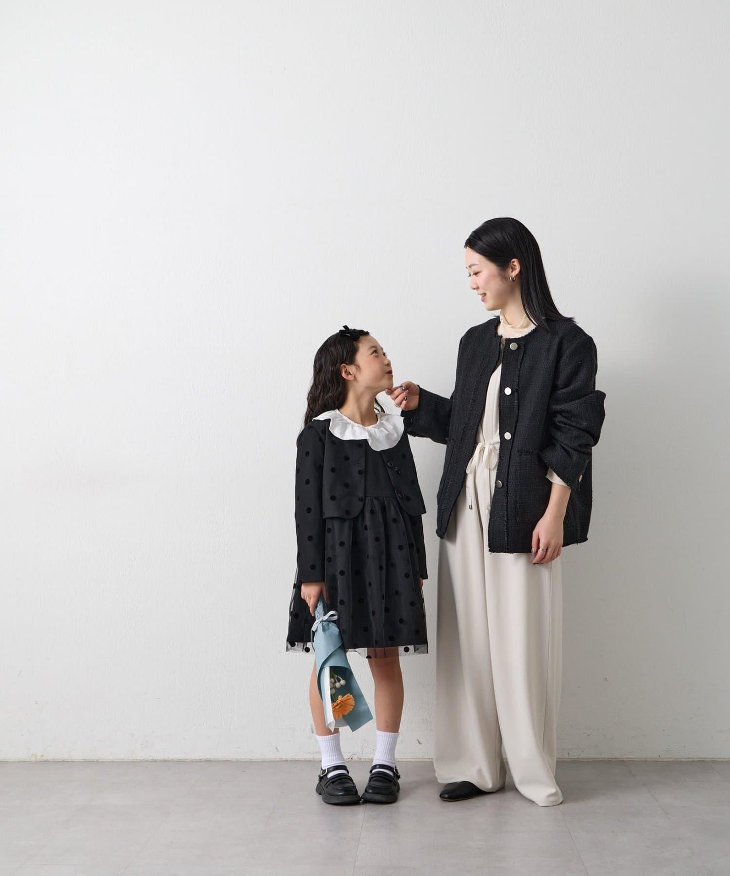 兒童禮儀 圓點網紗 夾克連衣裙套裝