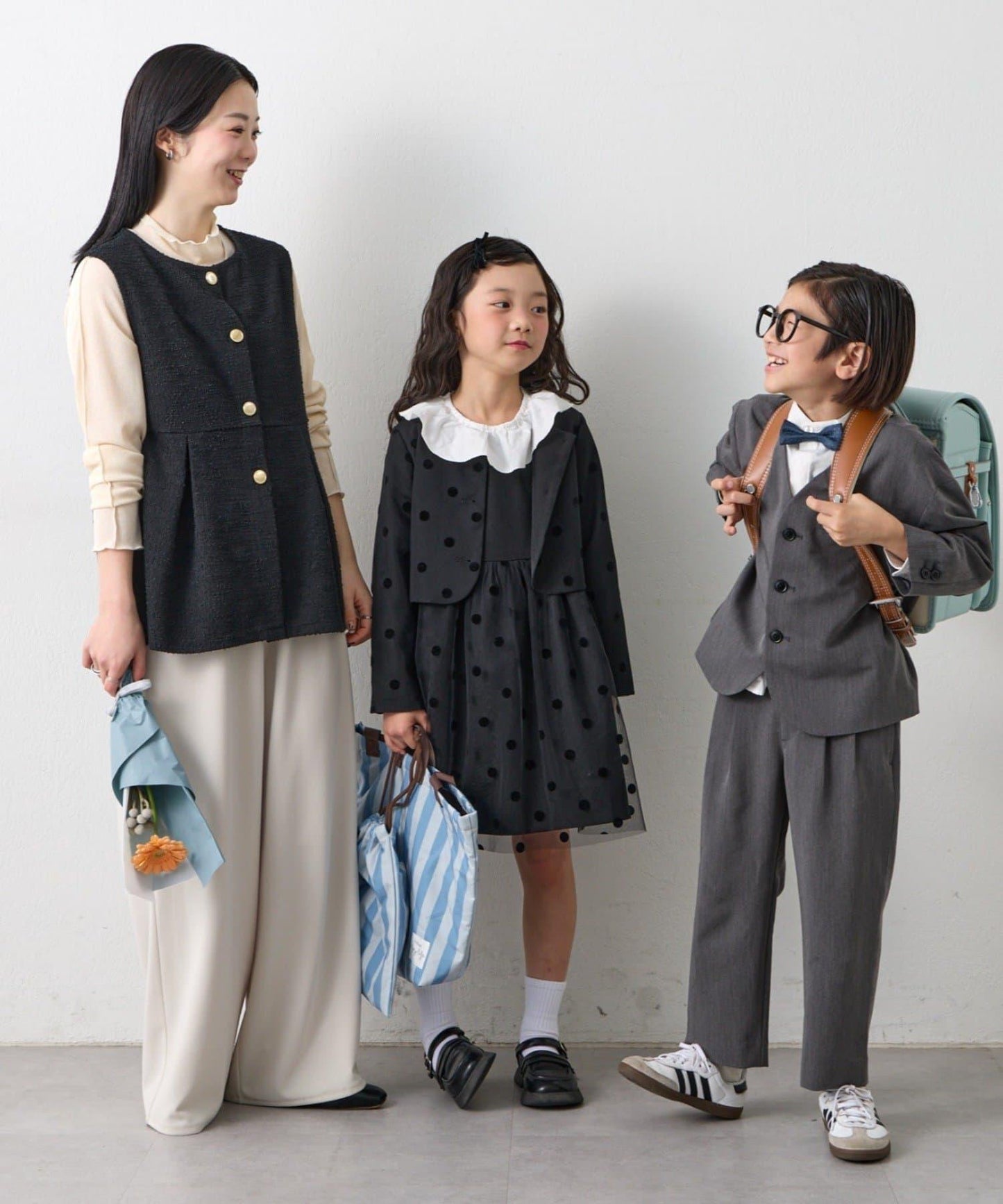 兒童禮儀 圓點網紗 夾克連衣裙套裝