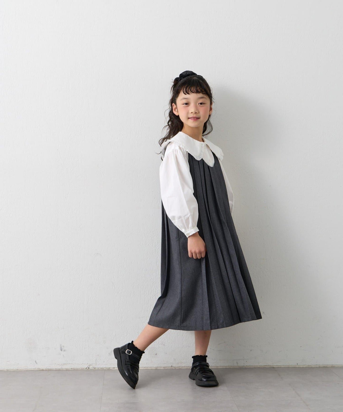 兒童正式場合 大翻領褶襉 連衣裙套裝