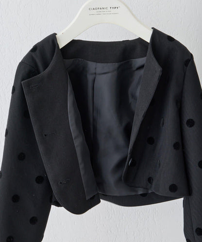 兒童禮儀 圓點網紗 夾克連衣裙套裝