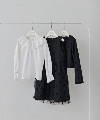 兒童禮儀 圓點網紗 夾克連衣裙套裝