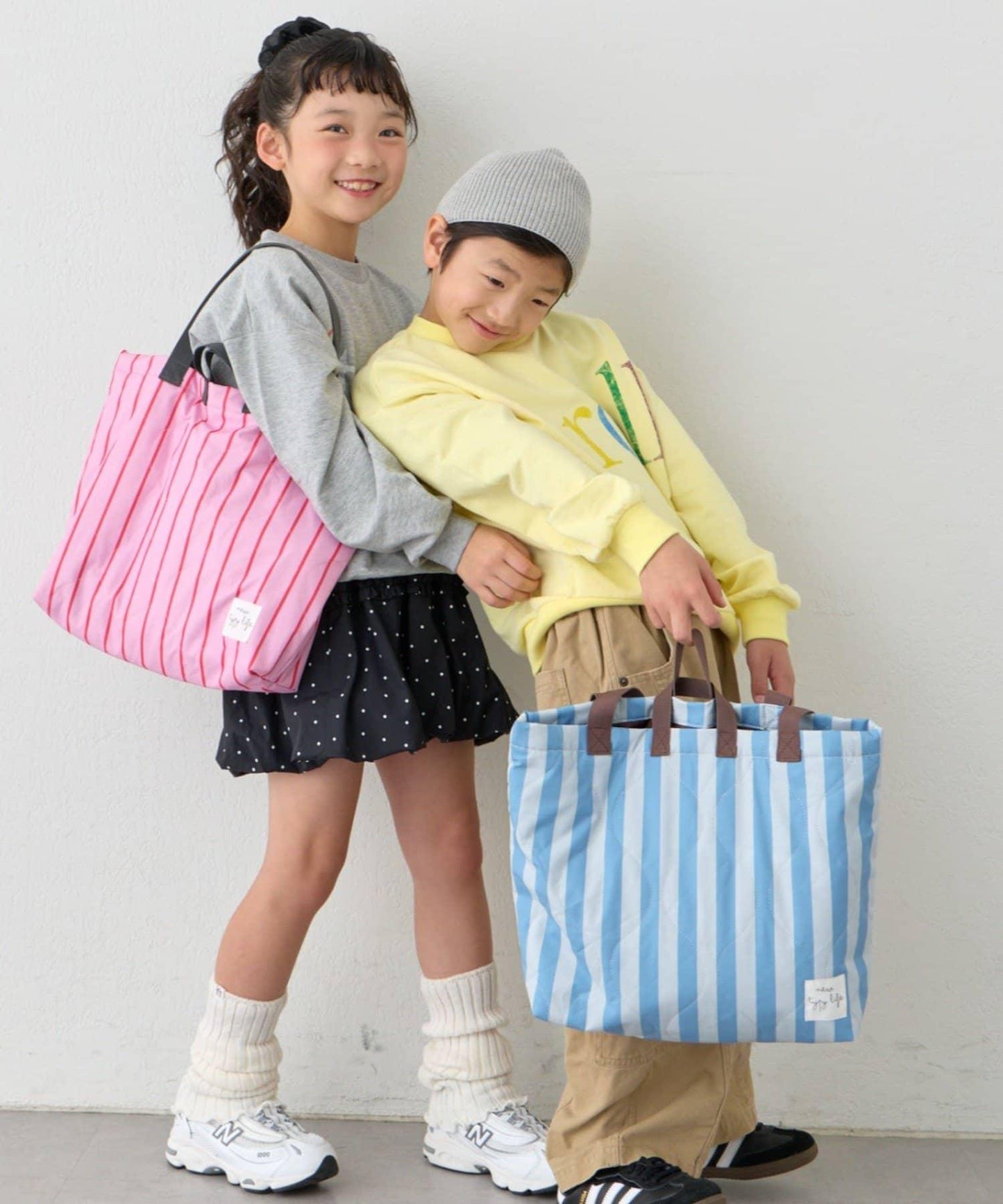 KIDS 新生活入學準備 條紋 手提課包