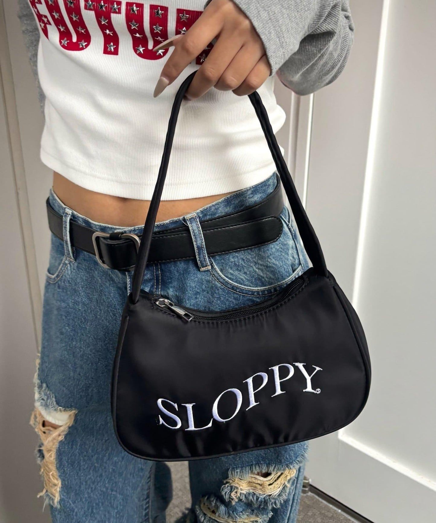SLOPPY LOGO 圖案單肩包