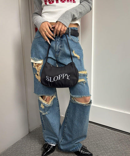 SLOPPY LOGO 圖案單肩包
