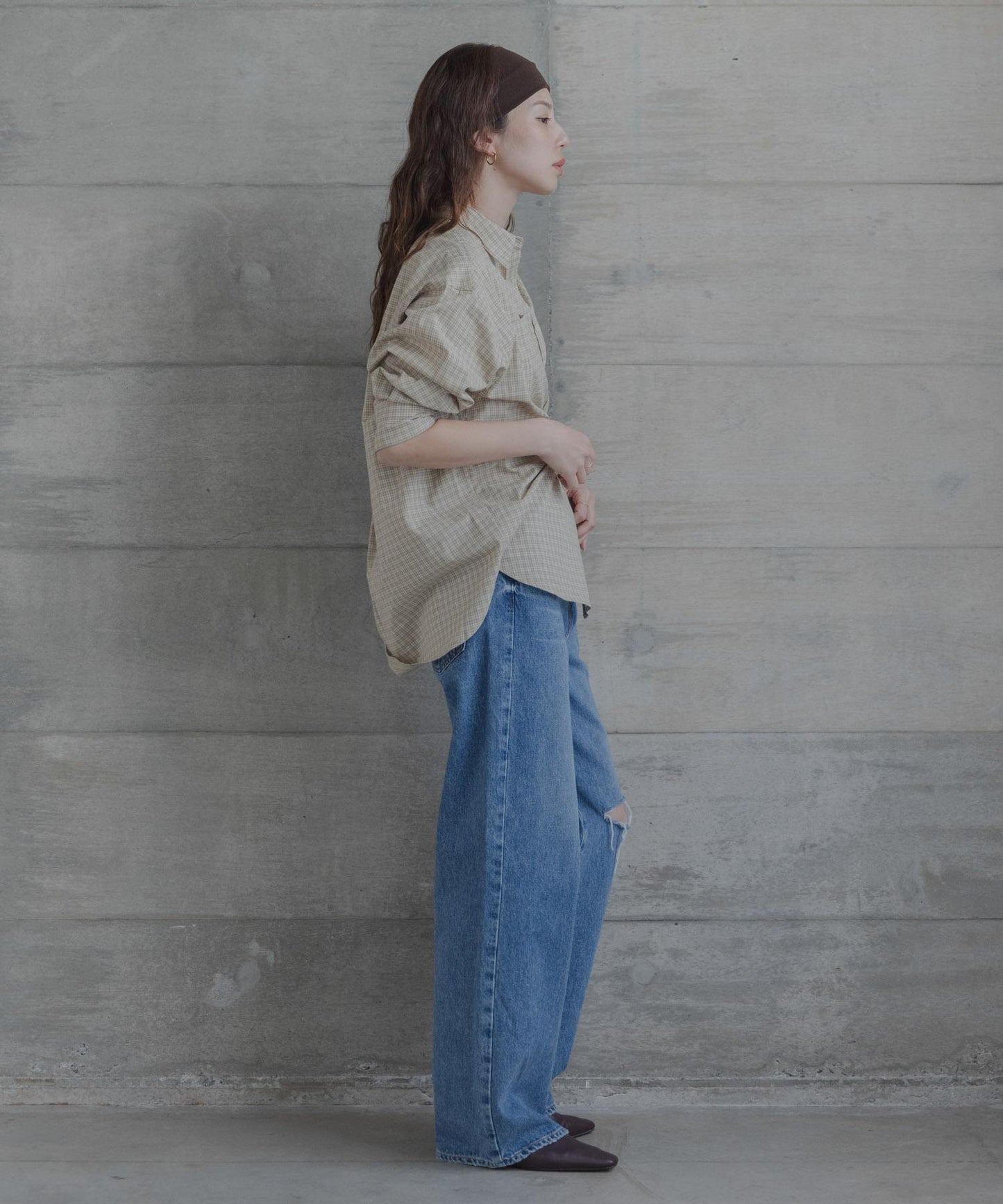 多比格紋 不對稱設計 襯衫