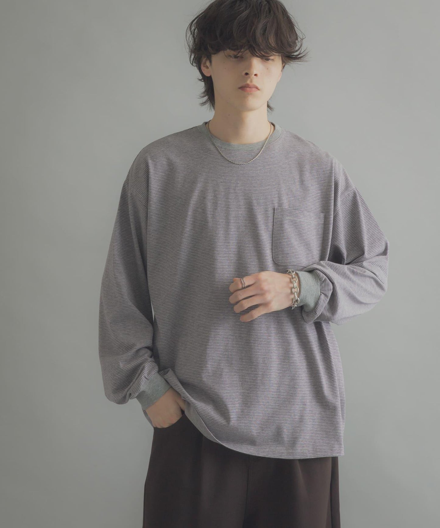 細條紋長袖T恤