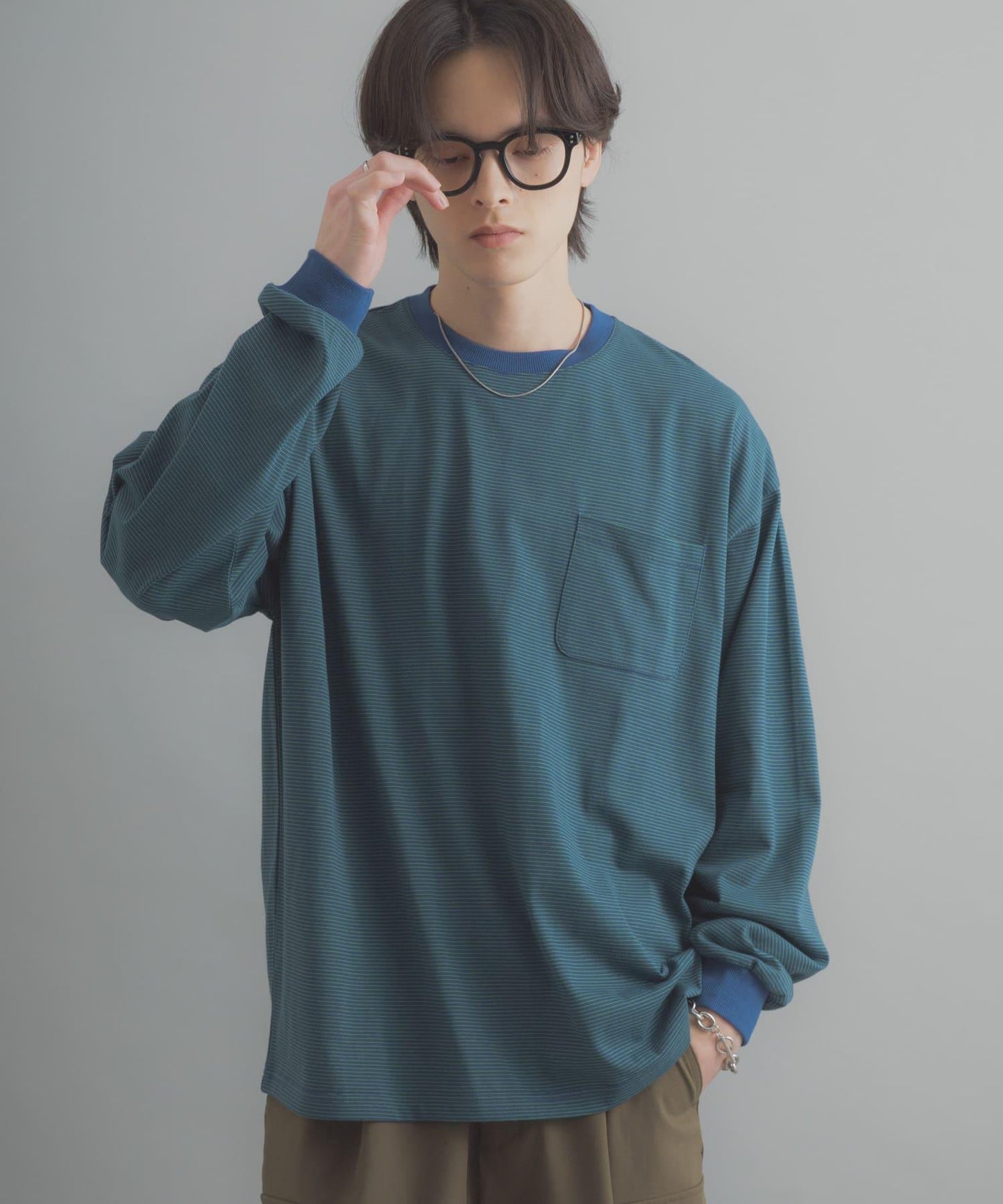 細條紋長袖T恤