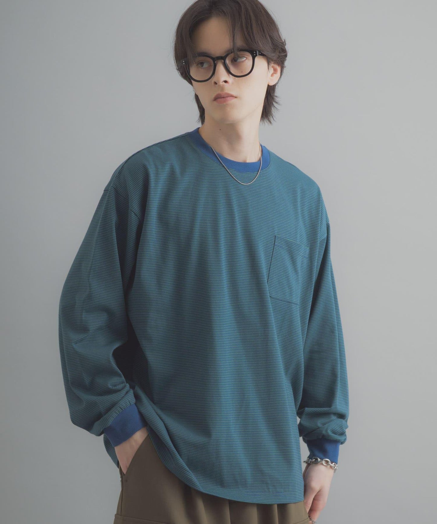 細條紋長袖T恤