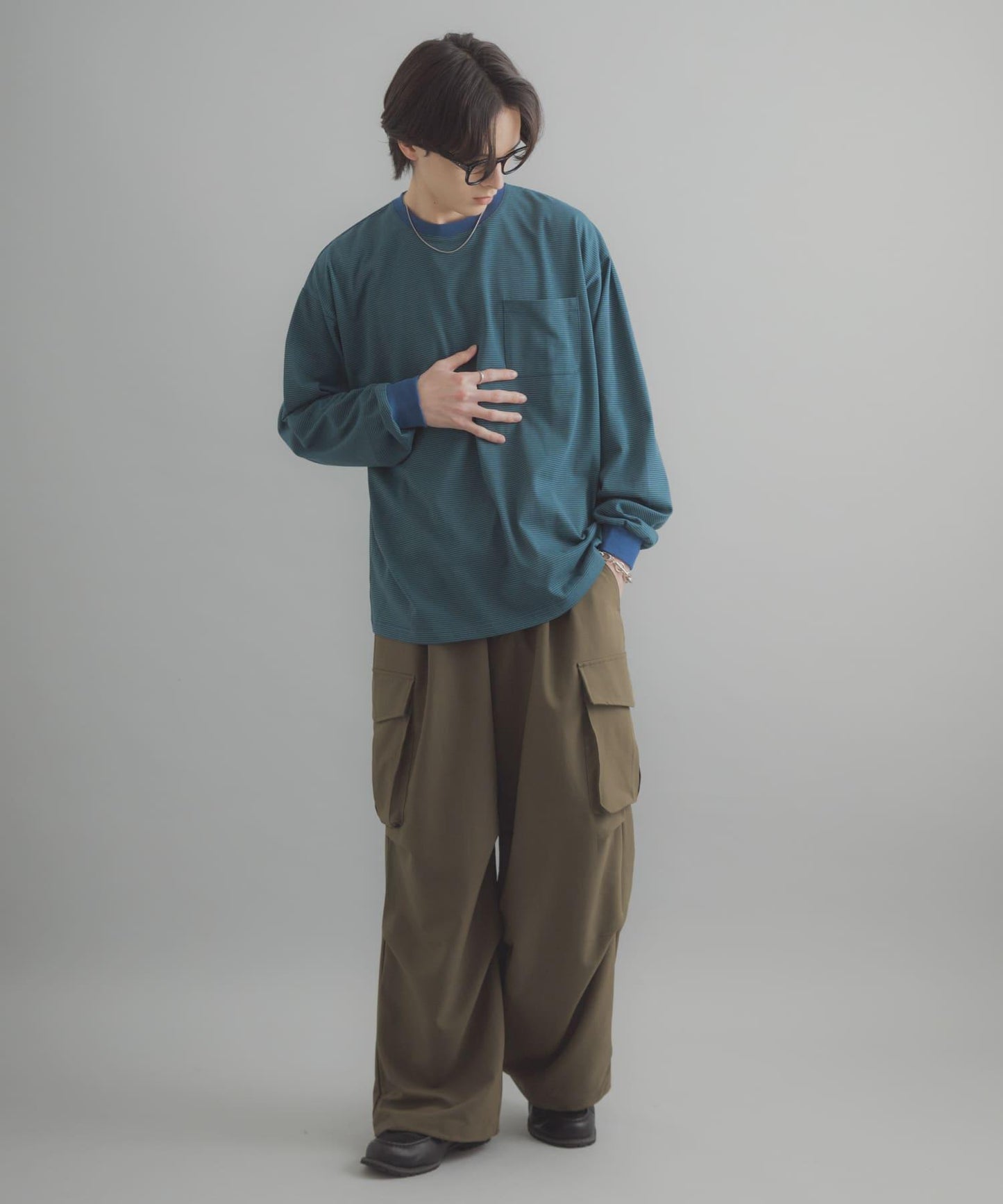 細條紋長袖T恤