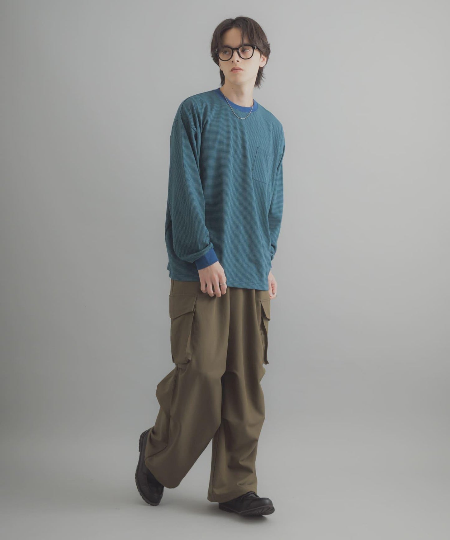 細條紋長袖T恤