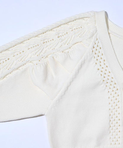 多樣紐扣設計 蓬袖 麻花針織 針織開衫