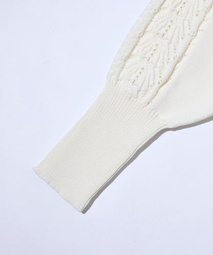 多樣紐扣設計 蓬袖 麻花針織 針織開衫