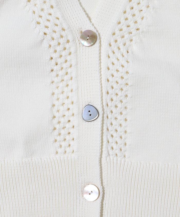 多樣紐扣設計 蓬袖 麻花針織 針織開衫