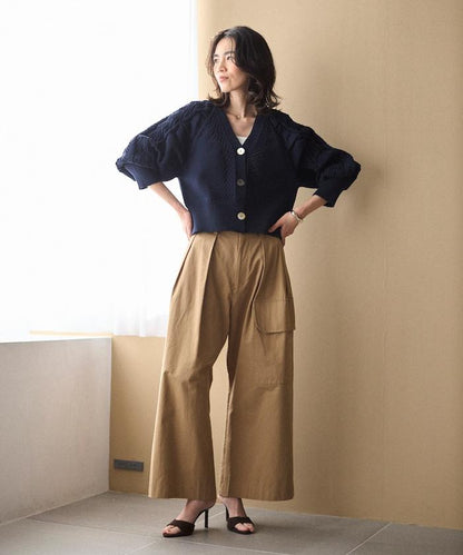 多樣紐扣設計 蓬袖 麻花針織 針織開衫