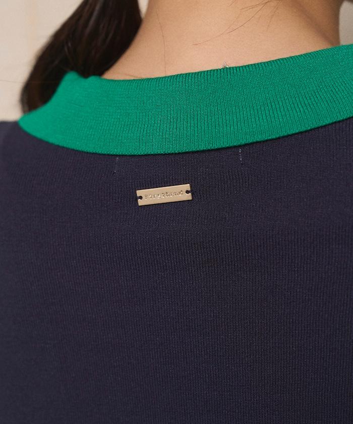 配色設計 長袖 假兩件 POLO針織 針織開衫