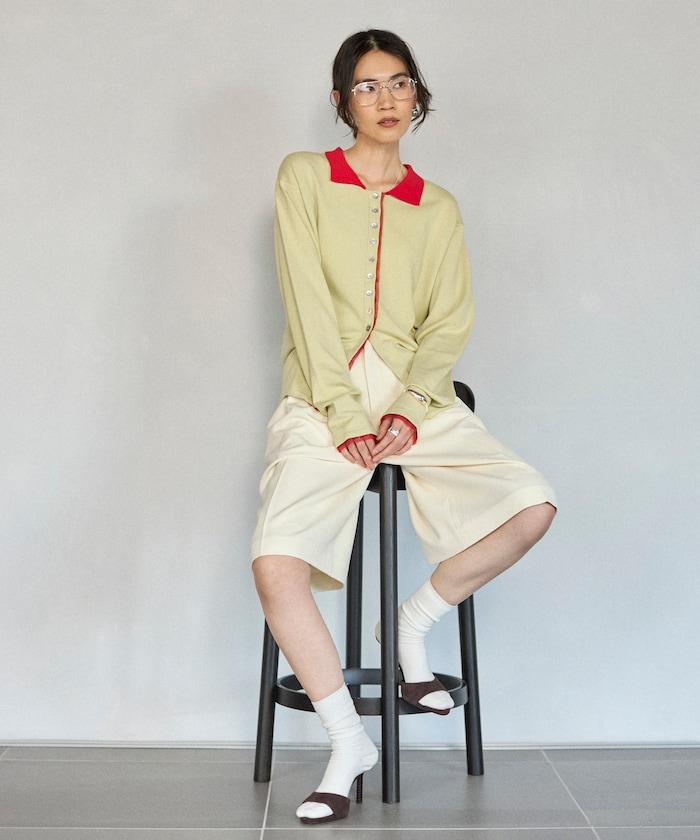 配色設計 長袖 假兩件 POLO針織 針織開衫