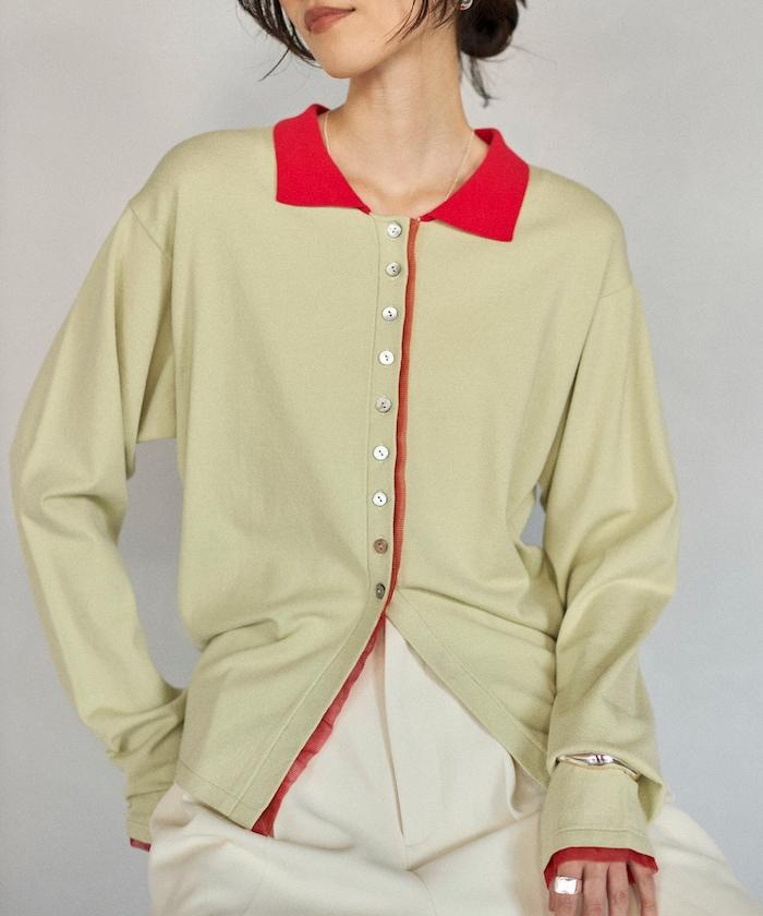 配色設計 長袖 假兩件 POLO針織 針織開衫