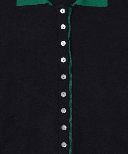 配色設計 長袖 假兩件 POLO針織 針織開衫