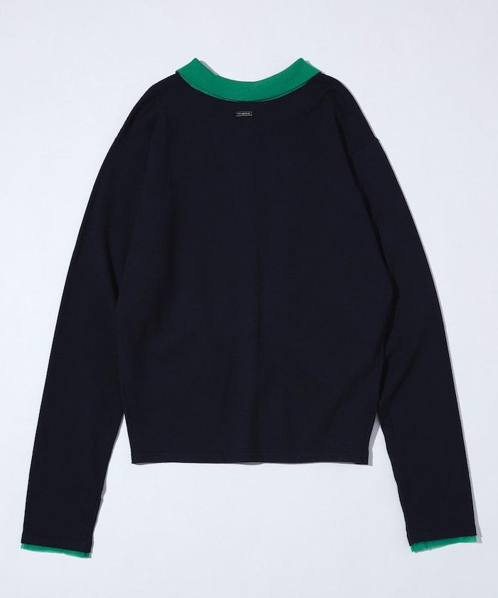 配色設計 長袖 假兩件 POLO針織 針織開衫