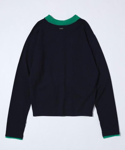 配色設計 長袖 假兩件 POLO針織 針織開衫