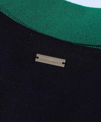 配色設計 長袖 假兩件 POLO針織 針織開衫