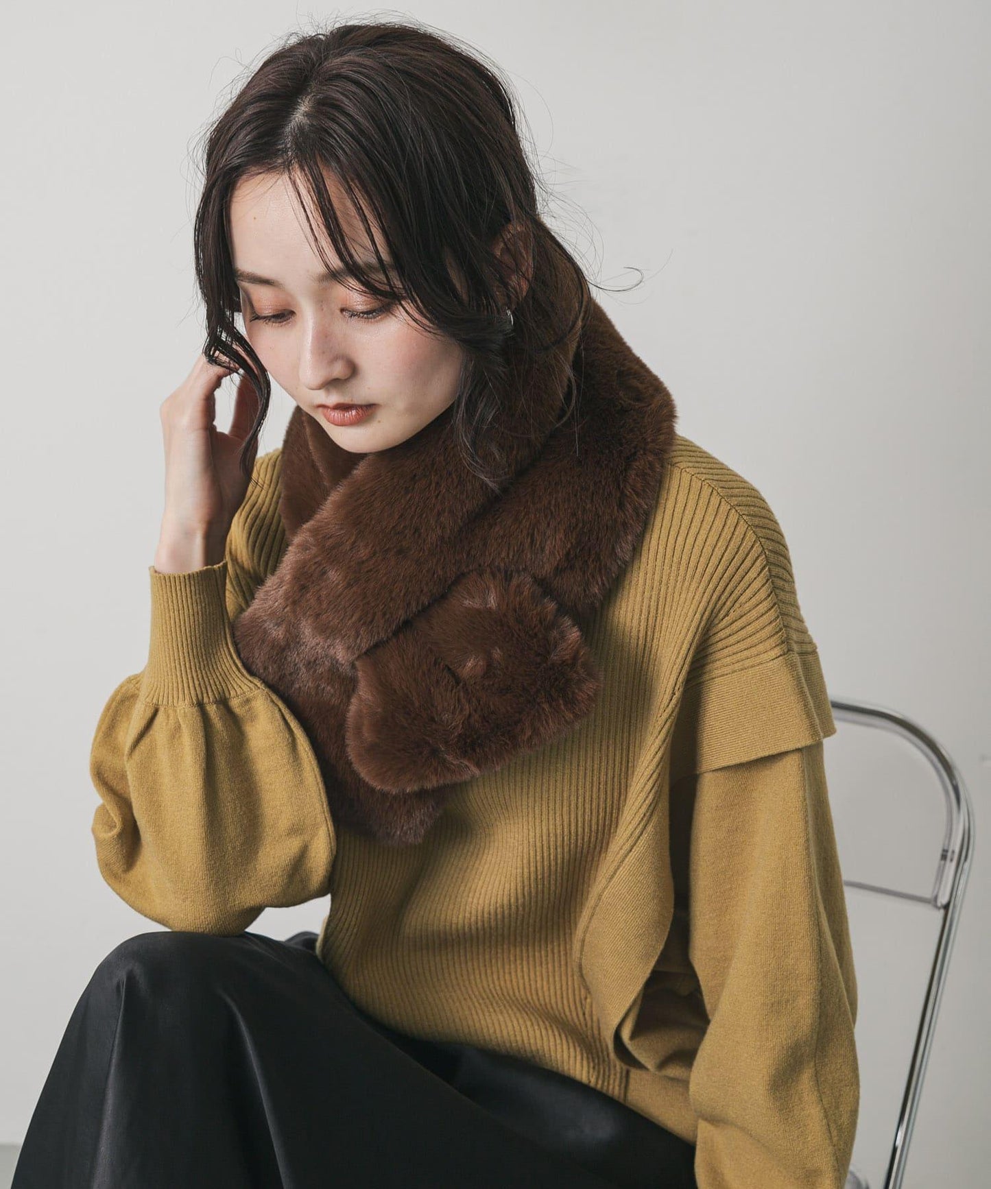 蓬鬆仿皮草圍巾