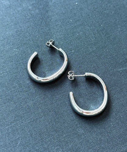 金屬過敏適用/不鏽鋼【GALENA/ガレナ】橢圓形耳環