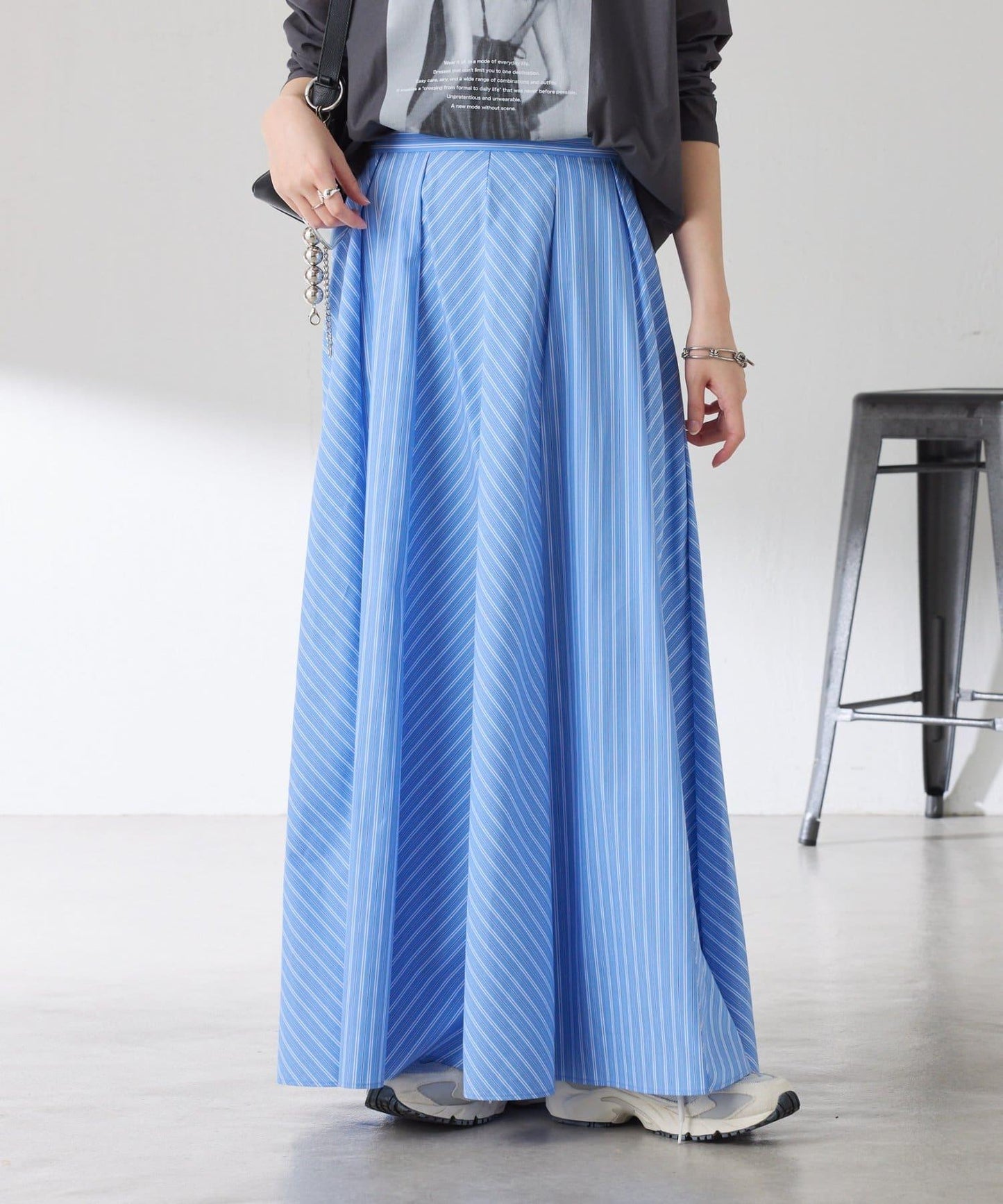 拼接條紋半身裙