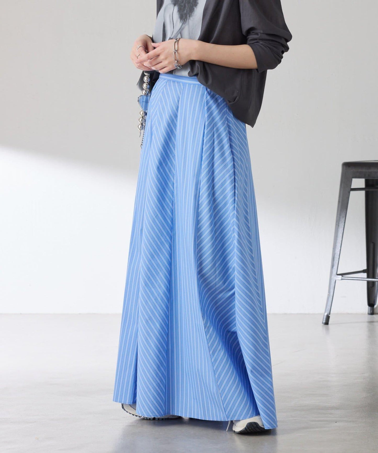 拼接條紋半身裙