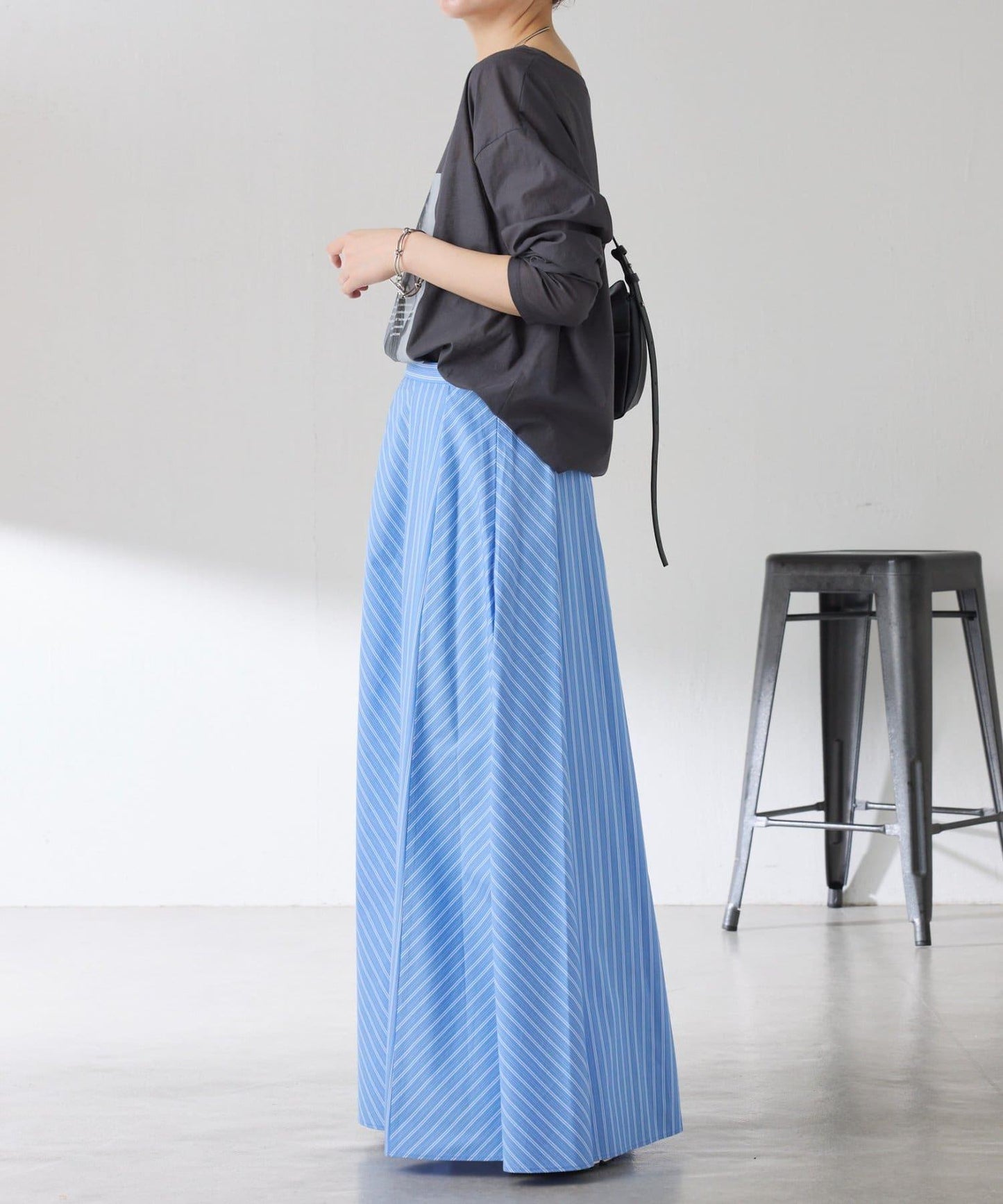 拼接條紋半身裙