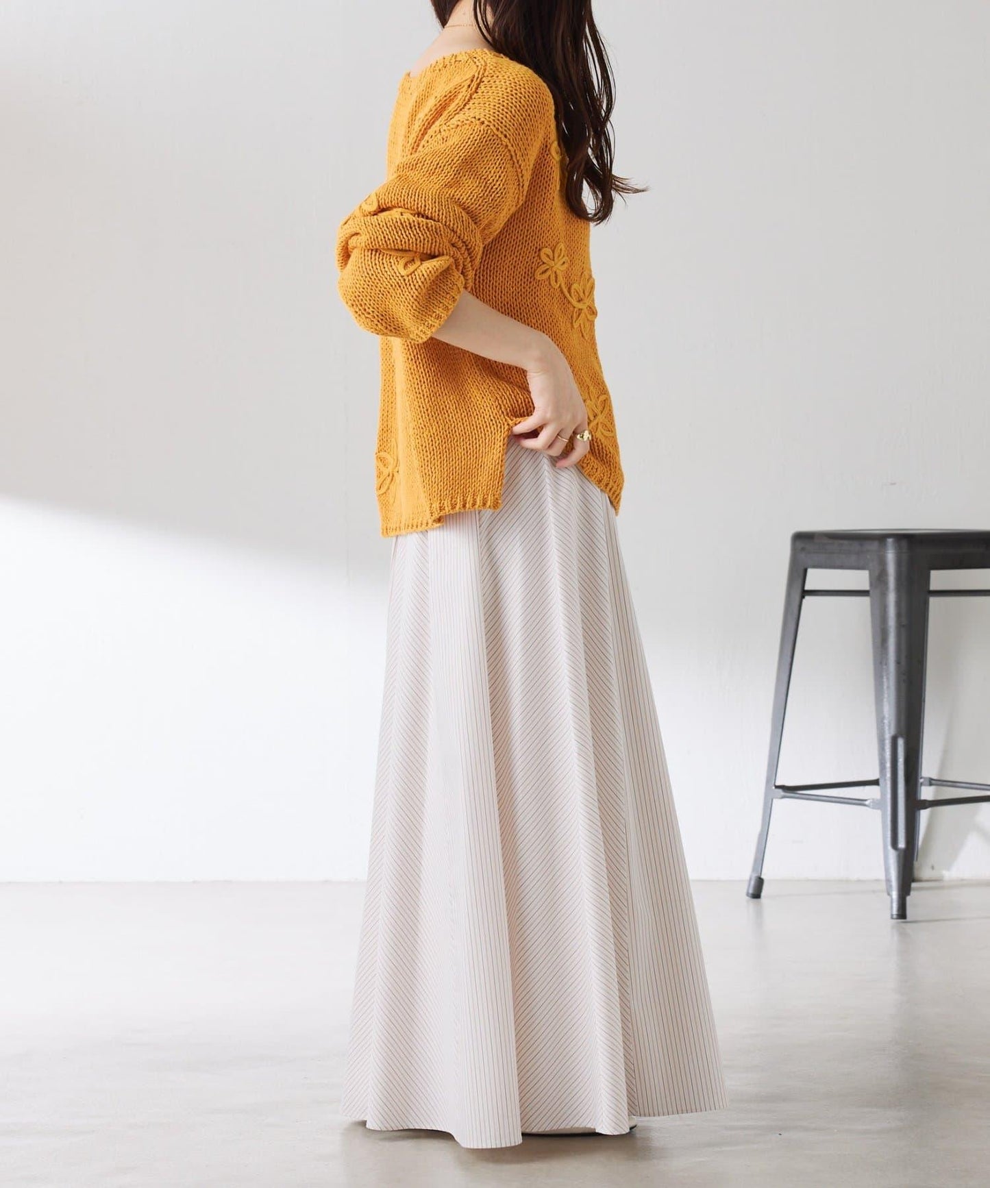 拼接條紋半身裙