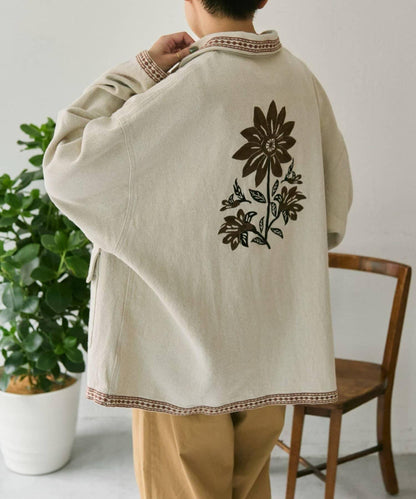《ヒップが隠れる丈感》 花卉刺繡夾克