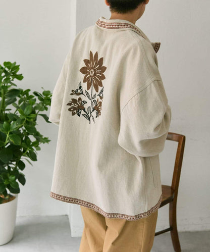 《ヒップが隠れる丈感》 花卉刺繡夾克