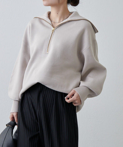 半拉鍊 中長款 針織衫