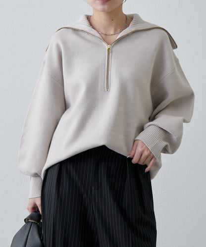 半拉鍊 中長款 針織衫