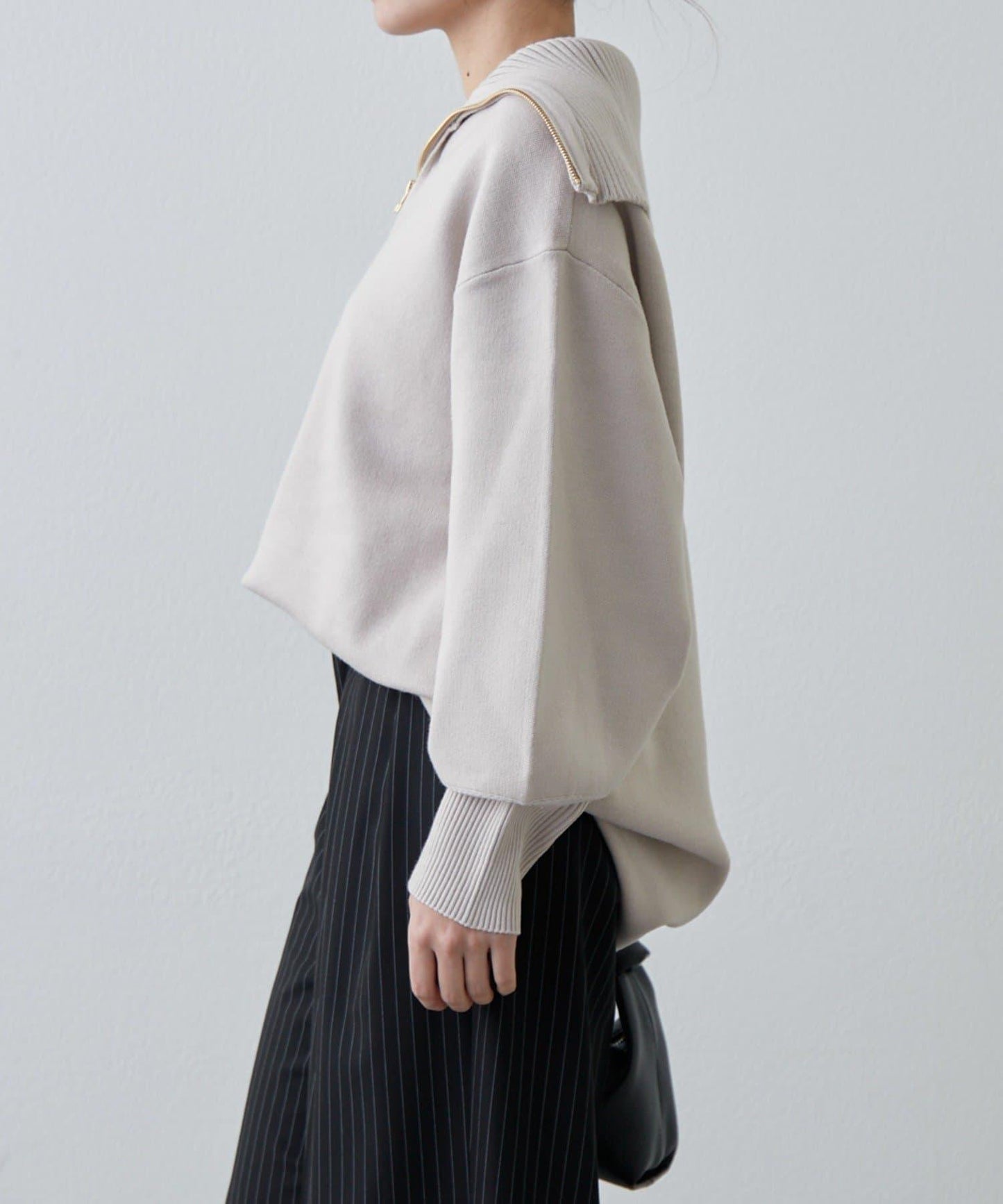 半拉鍊 中長款 針織衫