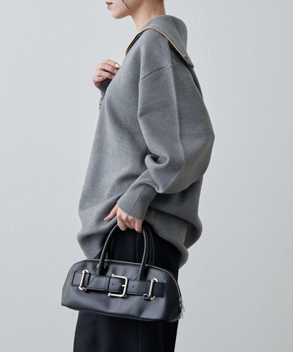 半拉鍊 中長款 針織衫