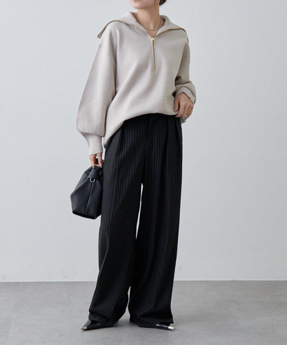 半拉鍊 中長款 針織衫