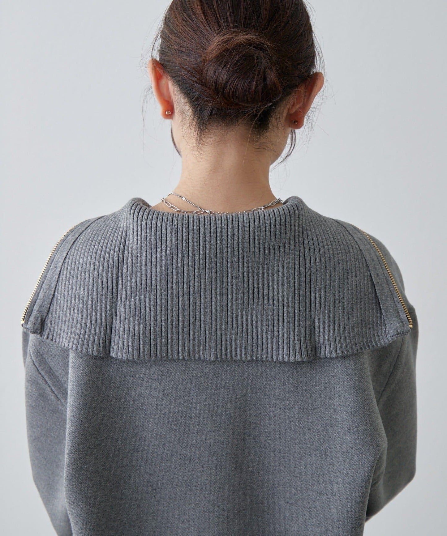 半拉鍊 中長款 針織衫