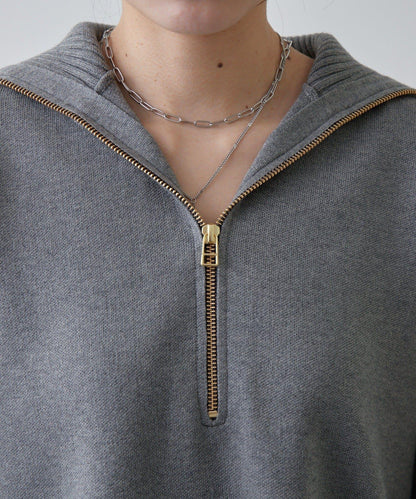 半拉鍊 中長款 針織衫