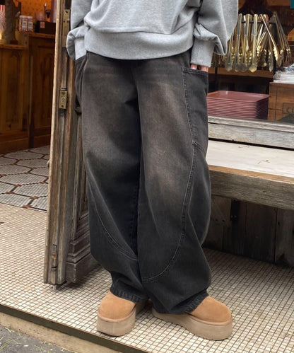 拼接設計牛仔褲